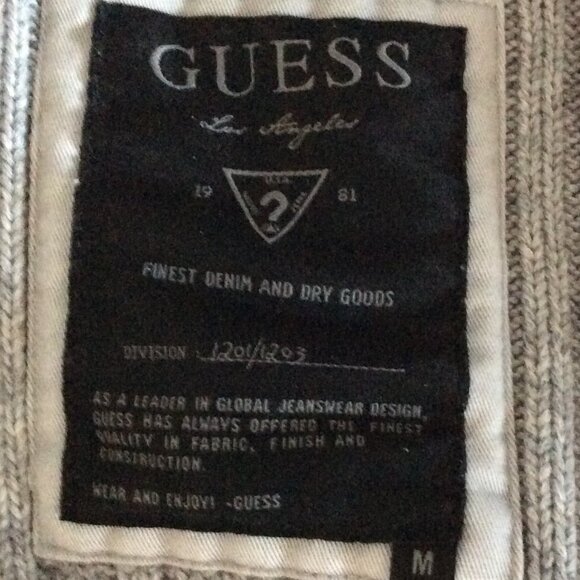 GUESS Light Grey 100% Cotton Double‑Breasted Knit Sweater – Size M – High Collar - Picture 3 of 6